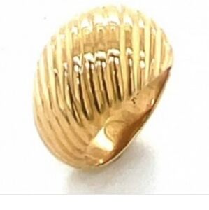 Tiffany & Co. 14k Yellow Gold Ribbed Dome Ring Pair Available Gorgeous